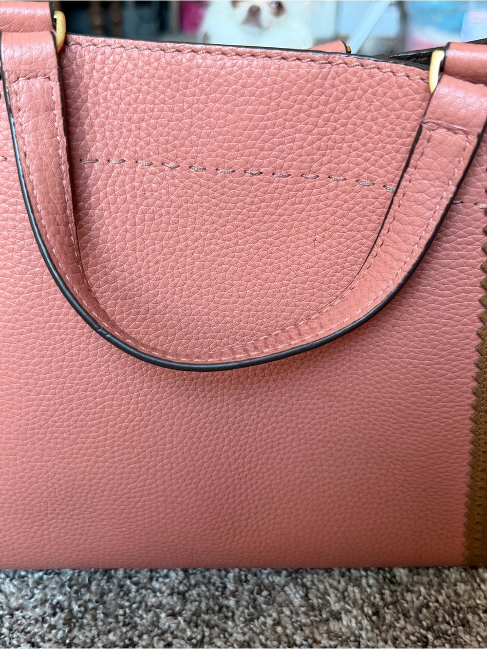 Tory Burch McGraw Colorblock Leather Tote, Pink and Tan, Crossbody Strap - Picture 3 of 7